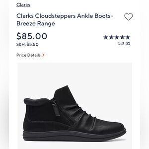 Clarks Cloudsteppers Black Chukka Boots size 10